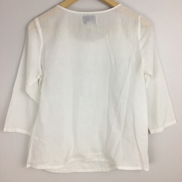 Sabine Floral Embroidered White Cotton Blouse - Picture 4 of 5